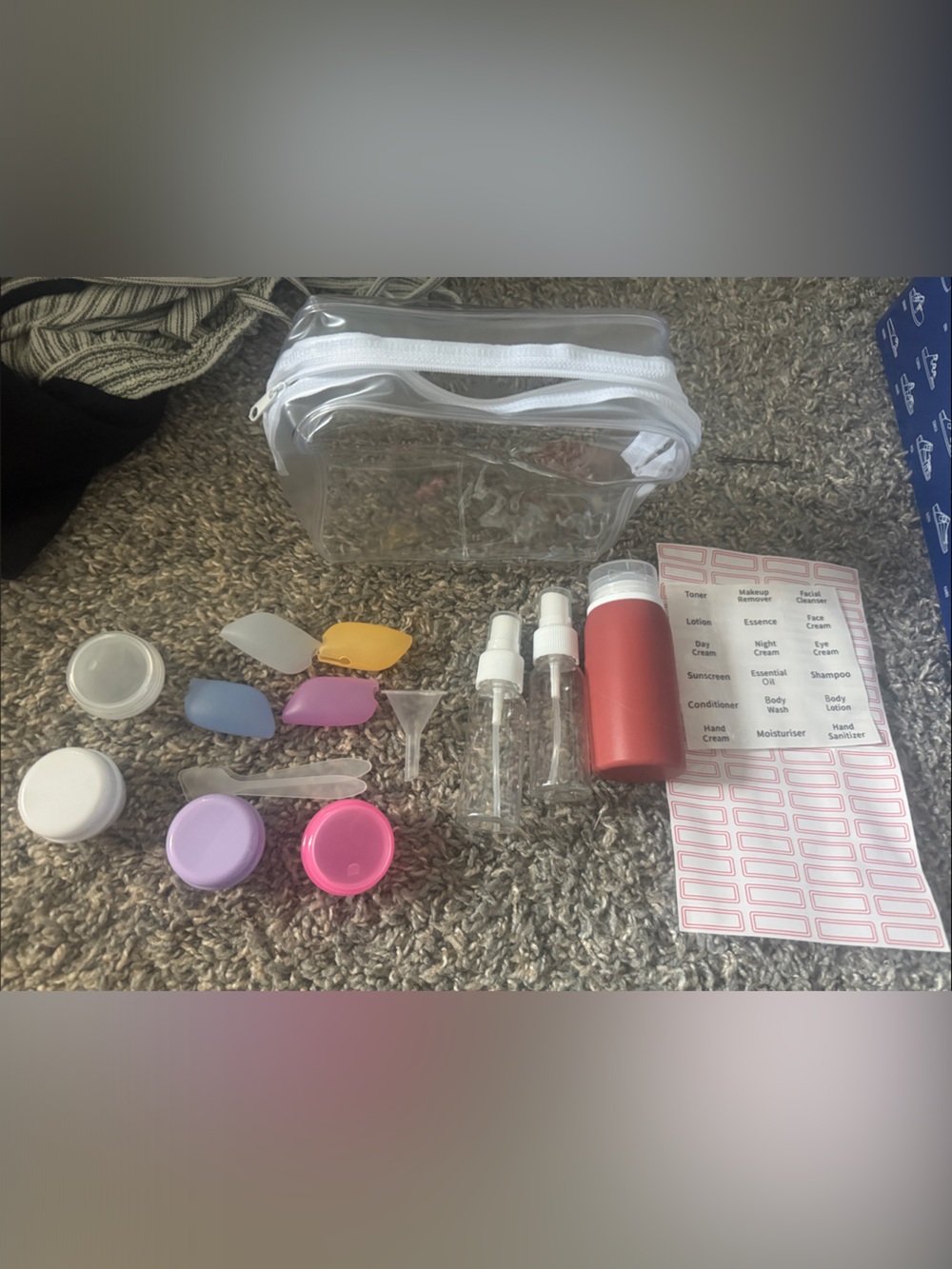 Travel Toiletry Kit with Clear Pouch and other Accessories